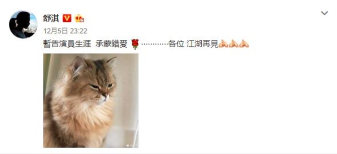 舒淇发文称暂告演员生涯 网友猜舒淇怀孕2