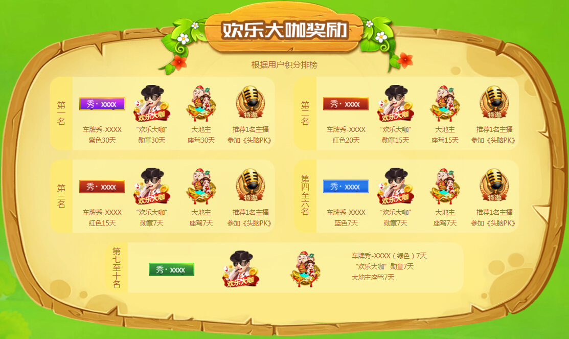 欢乐大咖奖励