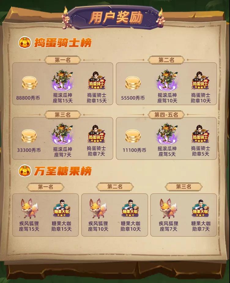 秀色万圣节用户奖励