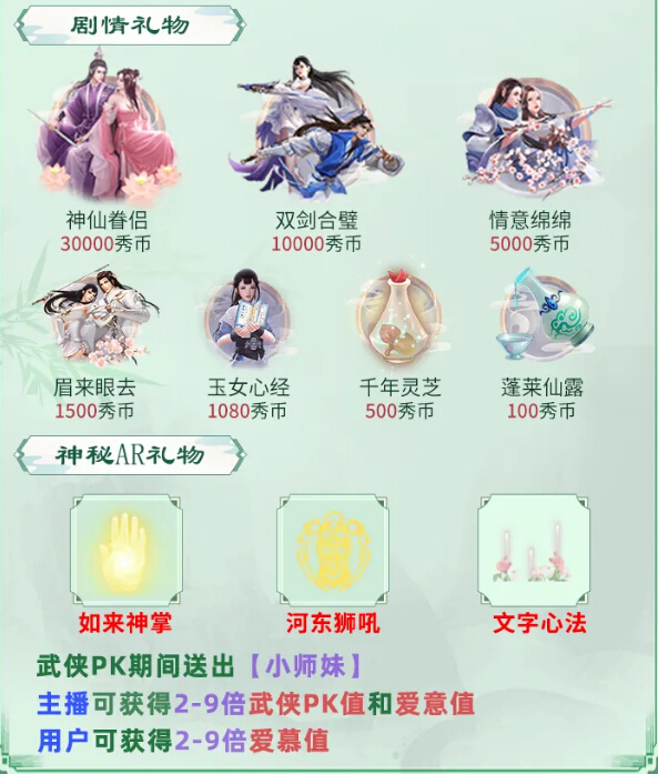 武侠pk赛触发剧情礼物