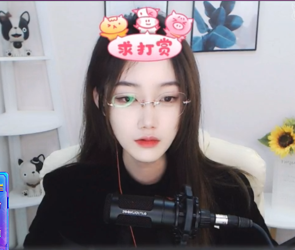 文艺美女主播直播间求打赏1